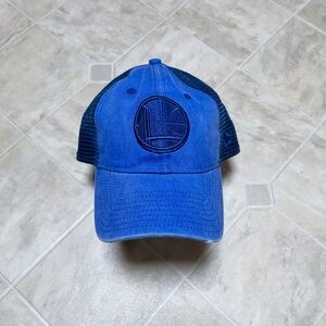 USED Men’s New Era NBA 9Twenty Blue Golden State Warriors Distressed Trucker Hat